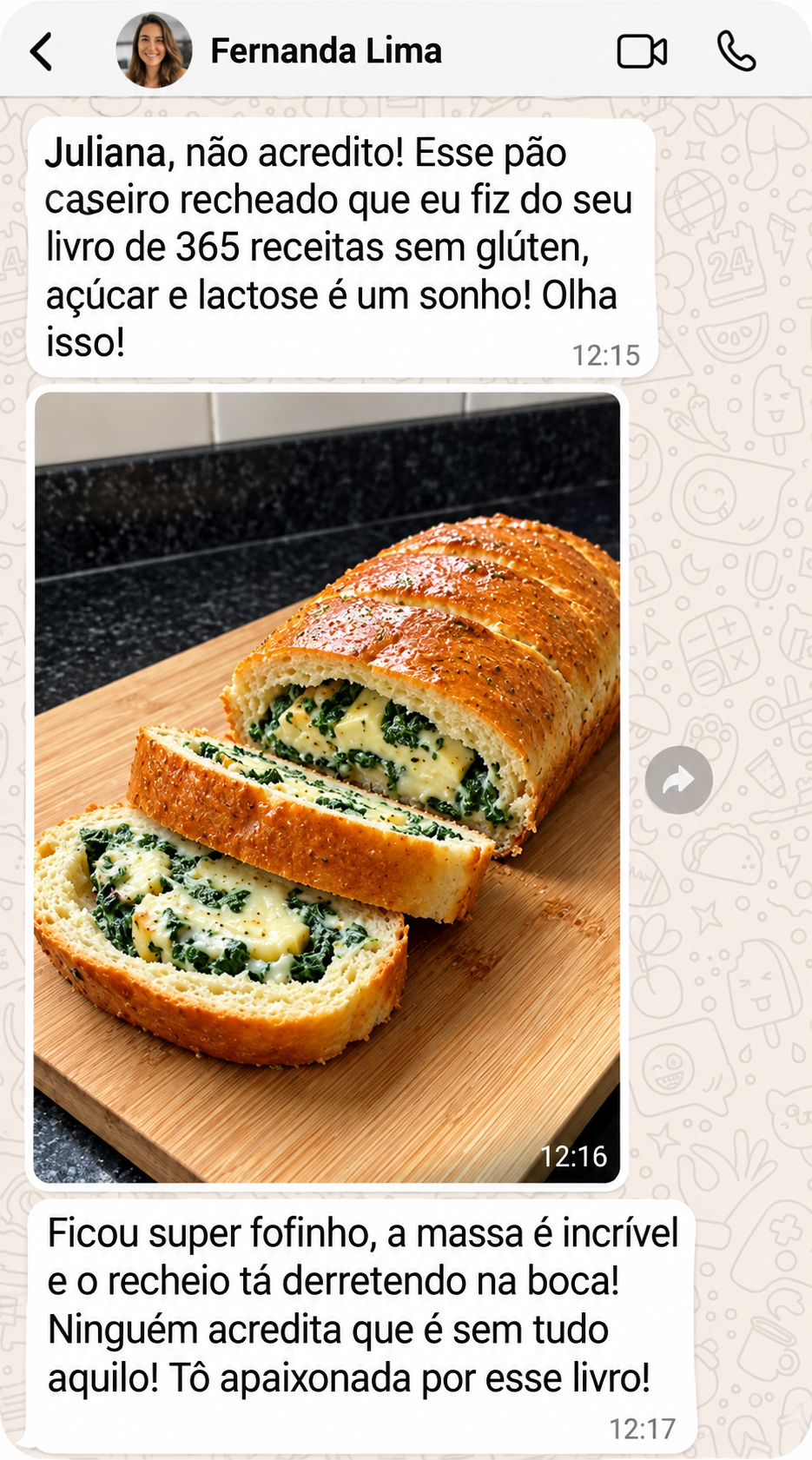 Depoimento de cliente sobre o livro 365 Receitas